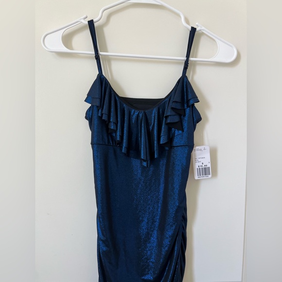 Blue Ruffled Spaghetti Strap Dress - Picture 2 of 5